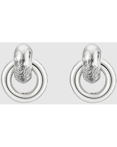 Gucci Hoop Earrings With Textured Finish - Metallic