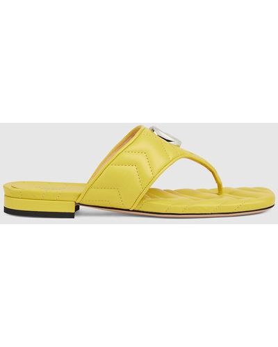 Gucci Double G Thong Sandal - Yellow
