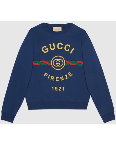 Gucci Cotton ' Firenze 1921' Sweatshirt - Blue