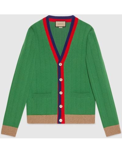 Gucci Rib-knit Cardigan Sweater - Green