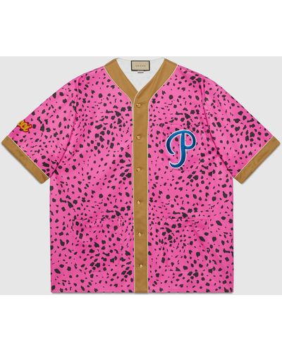Gucci Bowling Shirt With Pirates Patch - Pink