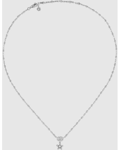 Gucci 【公式】 (グッチ)〔グッチ フローラ〕ダイヤモンド付き 18k ネックレスホワイトゴールドundefined - メタリック