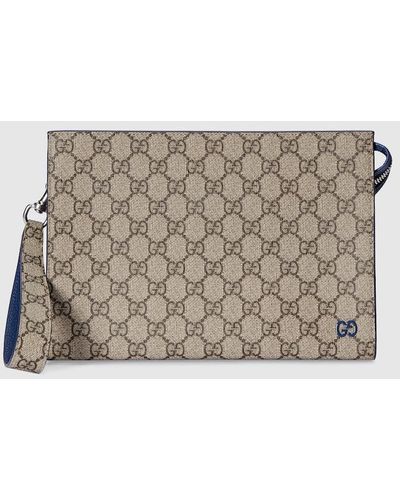 Gucci Pouch With GG Detail - Natural
