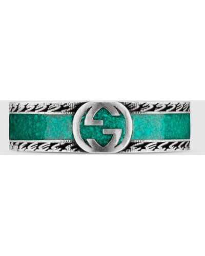 Gucci Ring With Interlocking G - Green
