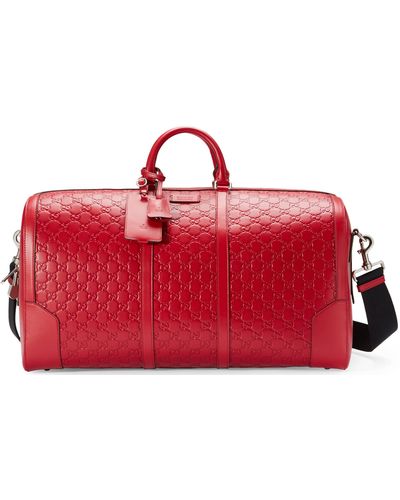 Gucci Signature Leather Duffle - Red