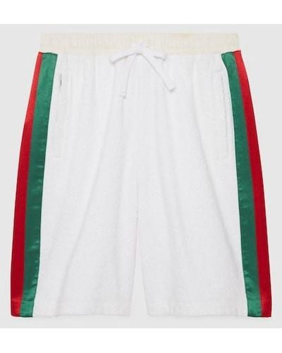 Gucci GG Cotton Terry Cloth Shorts With Web Detail - White