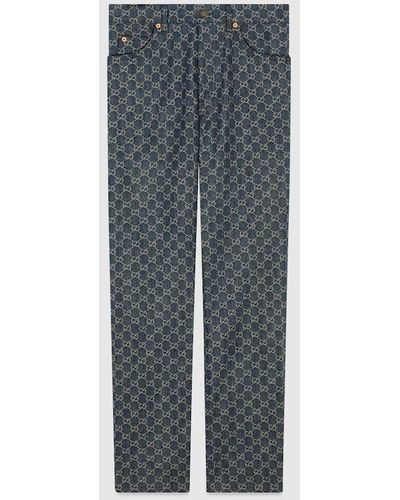 Gucci Washed GG Denim Pants - Blue