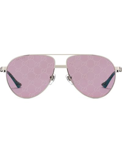 Gucci Navigator Frame Sunglasses - Purple