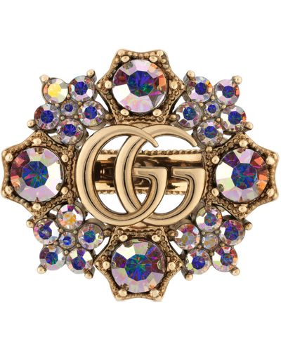 Gucci Fashion Show gg Marmont Brass And Crystal-embellished Ring - Multicolour
