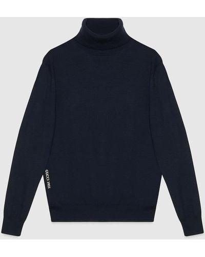 Gucci Wool Sweater With Embroidery - Blue