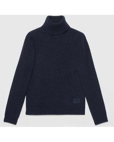 Gucci Cashmere Knit Turtleneck Sweater - Blue