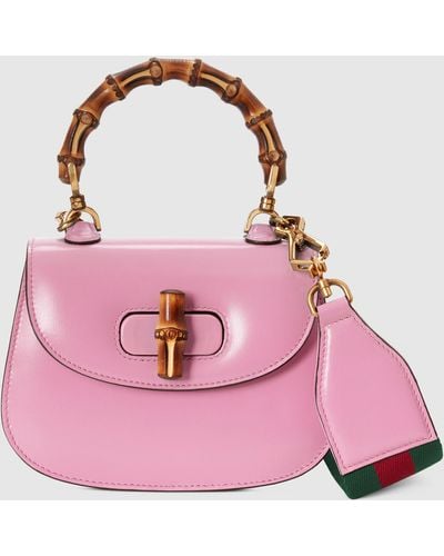 Gucci 〔グッチ バンブー 1947〕 ミニ トップハンドルバッグ, ピンク, Leather