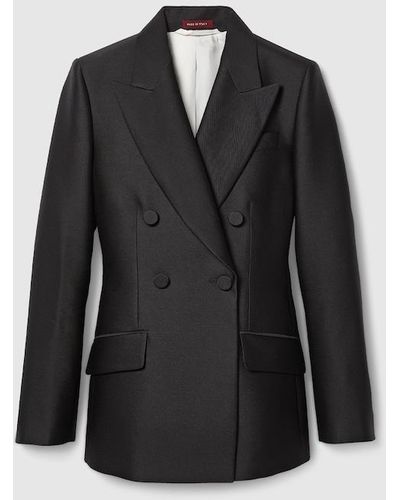 Gucci Double-breasted Wool Silk Jacket - Black