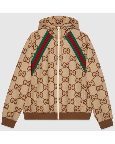 Gucci Jumbo GG Zip Jacket With Web - Brown