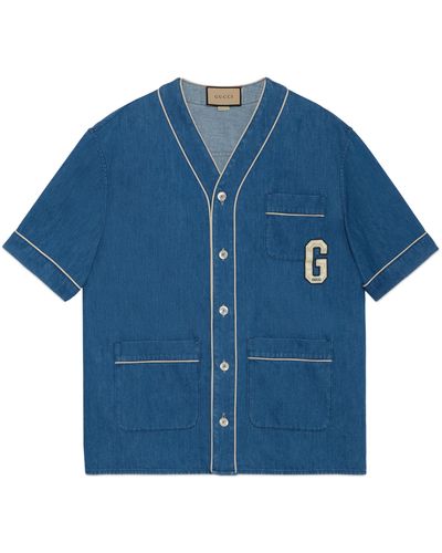 Gucci Denim Shirt With G Patch - Blue