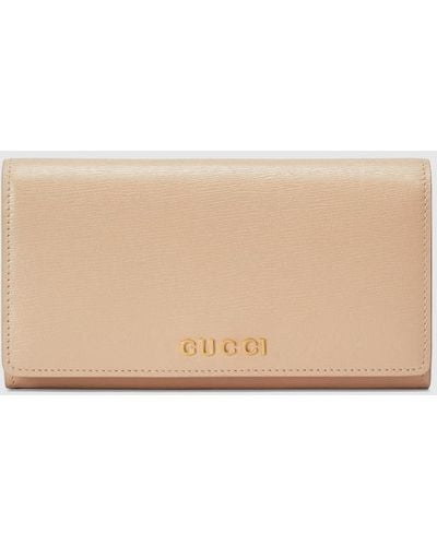 Gucci Continental Wallet With Script - Natural