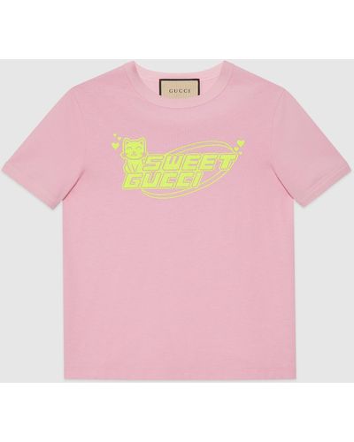 Gucci コットンジャージー Tシャツ, ピンク, ウェア