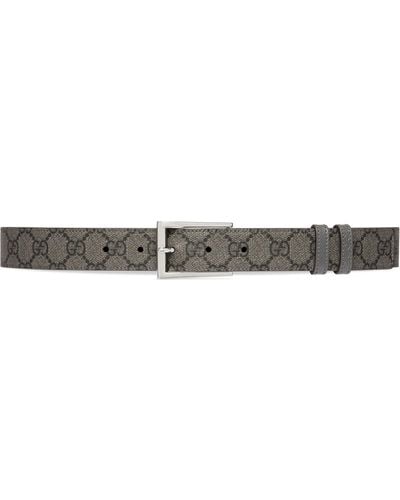 Gucci Reversible Belt With Rectangular Buckle - Grey