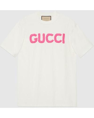 Gucci Logo-embroidered Cotton-jersey T-shirt - White