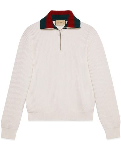 Gucci Knit Wool Jumper With Web - White