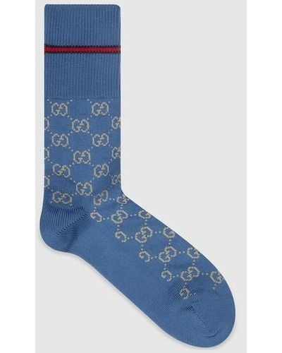 Gucci GG Cotton Blend Socks - Blue