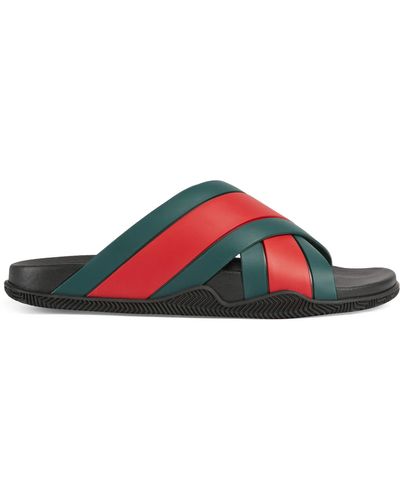 Gucci Rubber Slide Sandal With Web - Blue