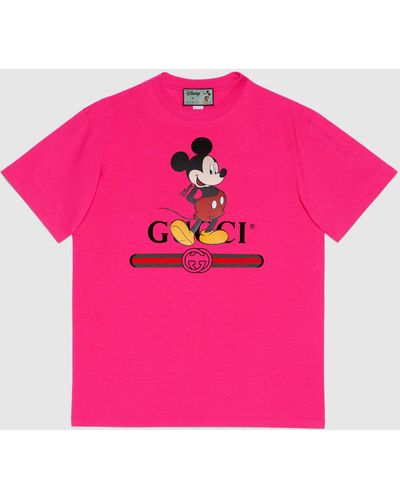 Gucci 【公式】 (グッチ)disney (ディズニー) X オーバーサイズ Tシャツフューシャピンク コットンピンク