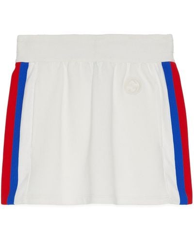 Gucci Cotton Jersey Mini Skirt With Web - White