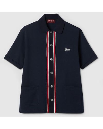 Gucci Cotton Jersey Polo Shirt - Blue