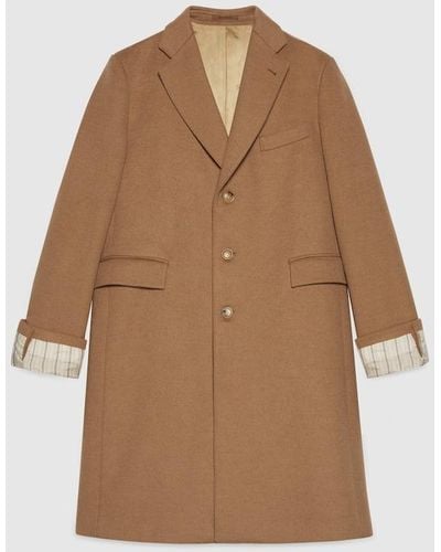Gucci Camelhair Coat With Cities Label - Brown