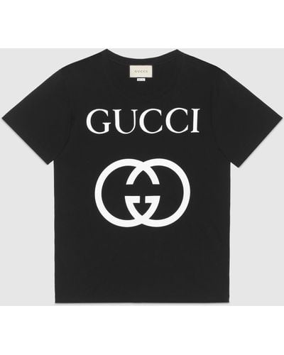 Gucci インターロッキングg コットン オーバーサイズ Tシャツ, ブラック, ウェア