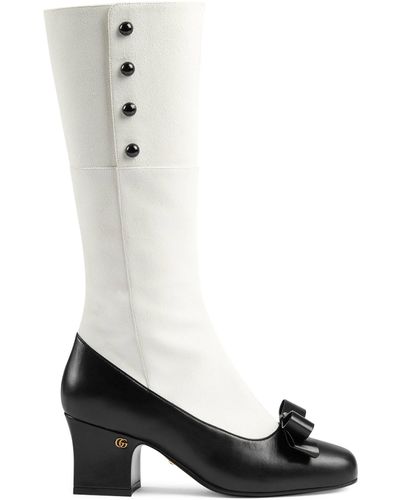 Gucci Mid-heel Boot With Crystal Bow - Black