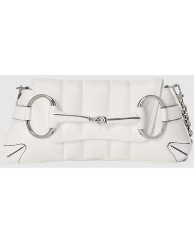 Gucci Horsebit Chain Small Shoulder Bag - White