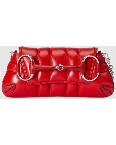 Gucci Horsebit Chain Small Shoulder Bag - Red