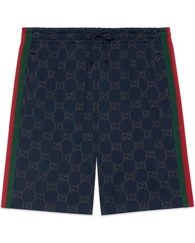 Gucci GG Jersey Cotton Jogging Shorts - Blue