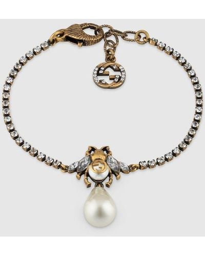 Gucci Bee Bracelet With Pearl - Metallic
