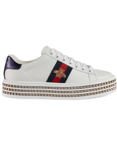 Gucci Ace Trainer With Crystals - Blue