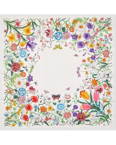 Gucci Flora Print Silk Carré - Multicolor