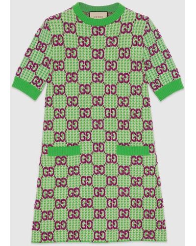 Gucci GG Wool Houndstooth Dress - Multicolor
