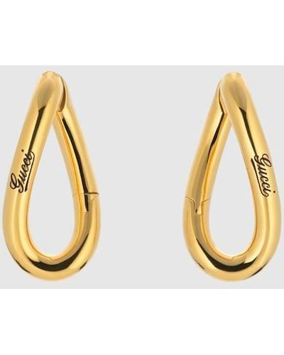 Gucci Geometric Earrings With Script - Metallic