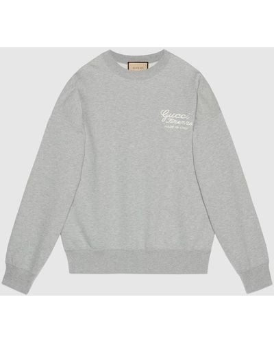 Gucci Cotton Jersey Sweatshirt With Embroidery - Gray