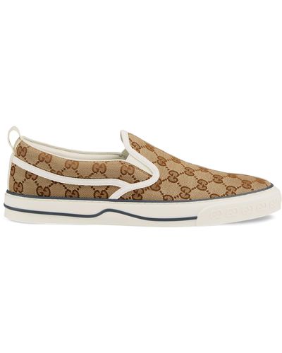 Gucci Tennis 1977 GG Canvas Slip-on Trainer - Natural