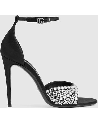 Gucci High Heel Sandals With Crystals - Black