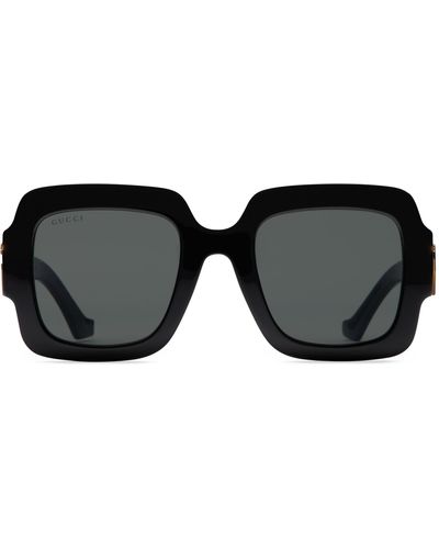Gucci Square-frame Double G Sunglasses - Black