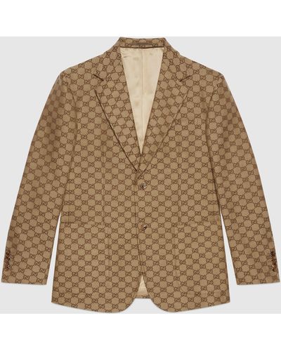 Gucci GG Supreme Linen Formal Jacket - Brown