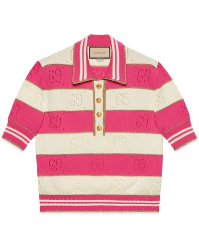 Gucci Striped GG Cotton Jumper - Pink