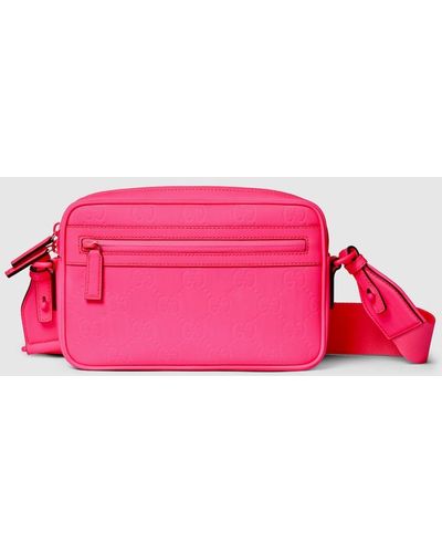 Gucci GG Rubber-effect Crossbody Bag - Pink