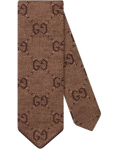 Gucci GG Wool Tie - Brown