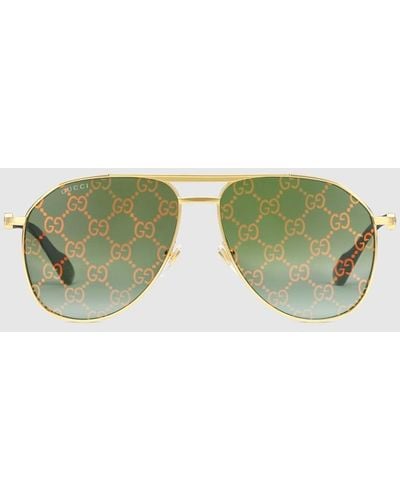 Gucci Aviator Frame Sunglasses - Green