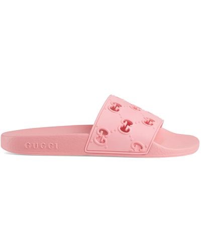 Gucci Bee Rubber Slides - Pink